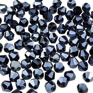 600pcs 3mm Bicone Crystal Glass Beads Faceted Bicone Crystal Beads Bulk Glass Spacer Beads for Bracelets Necklace Pendants Earrings DIY Jewelry Craft MakingBlack
