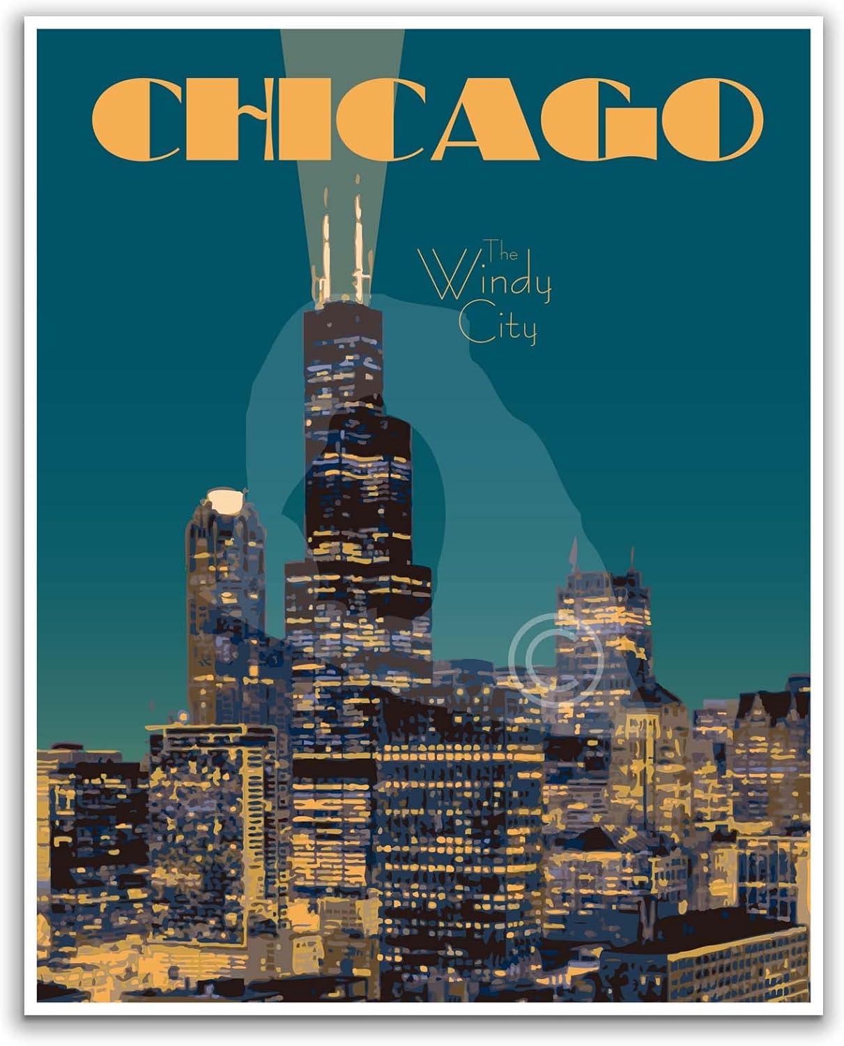 Chicago Travel Poster Print (Poster, 16x20 Inches)