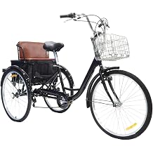 Cruiser Cycling Tricycle with Shopping Basket 120kg Capacity Adult Bicycle Cargo Trike Cruiser Cycling Tricycle for Outdoor Sports Yellow with Basket