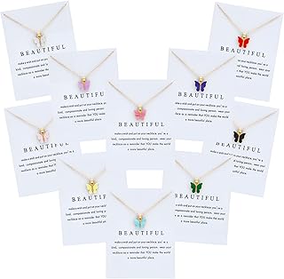 NEWITIN 10 Pieces Colorful Butterfly Pendant Necklace Set for Women Costume Jewelry Gold Plated Adjustable Necklaces Bohemian Dainty Acrylic Butterfly Chain Necklace Set for Women