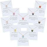 NEWITIN 10 Pieces Colorful Butterfly Pendant Necklace Set for Women Costume Jewelry Gold Plated Adjustable Necklaces Bohemian Dainty Acrylic Butterfly Chain Necklace Set for Women