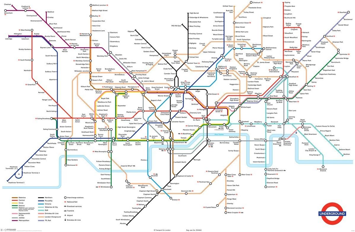 HUGE LAMINATED London Underground Tube Map Poster