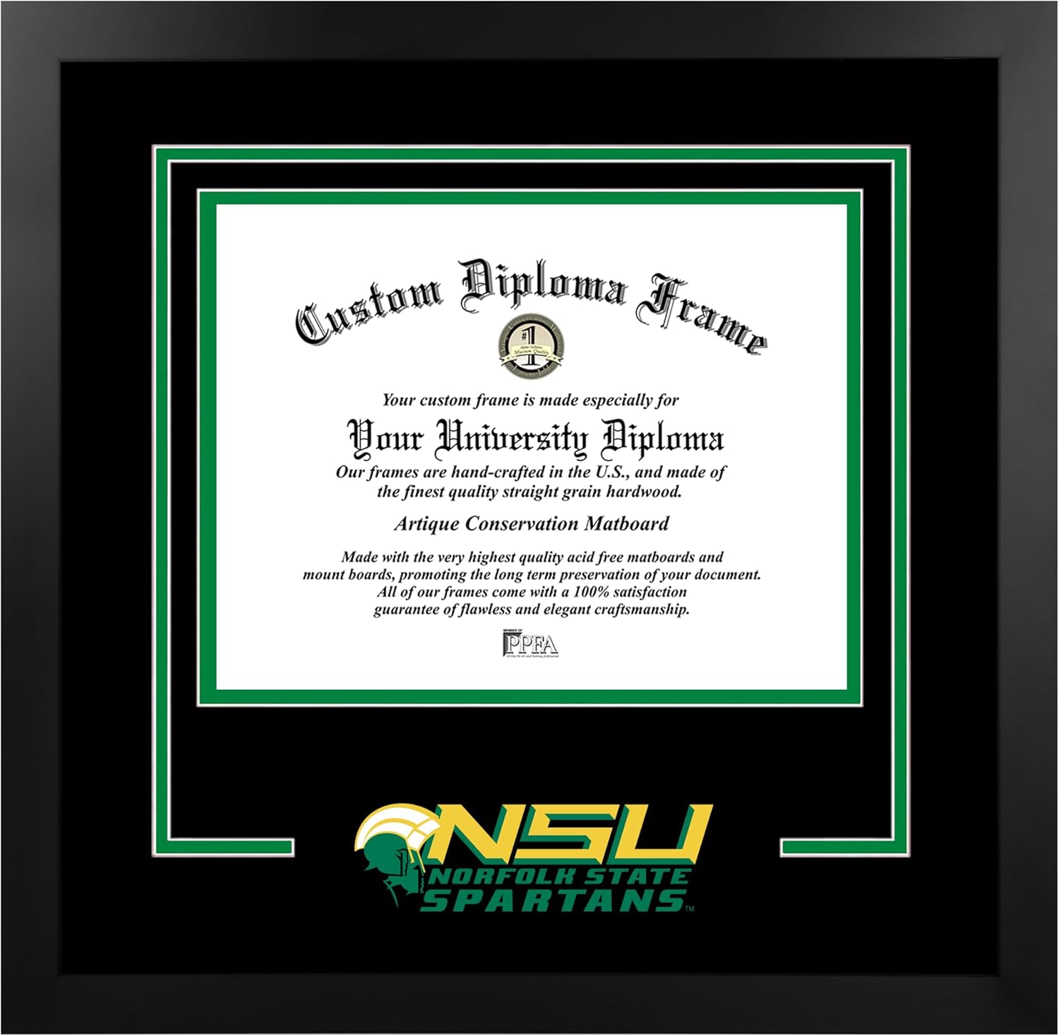 Campus Images NCAA Norfolk State Spartans Unisex Spirit Diploma Manhattan Black Frame with Bonus Lithograph, Black, One Size