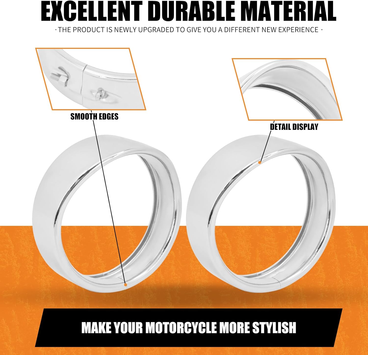 Motorcycle 4.5'' Auxiliary Fog Light Trim Ring Cover 4 1/2" LED Passing Lamp Trim Rings Visor Style Fit for Harley Touring Electra Glide Road King (Chrome)