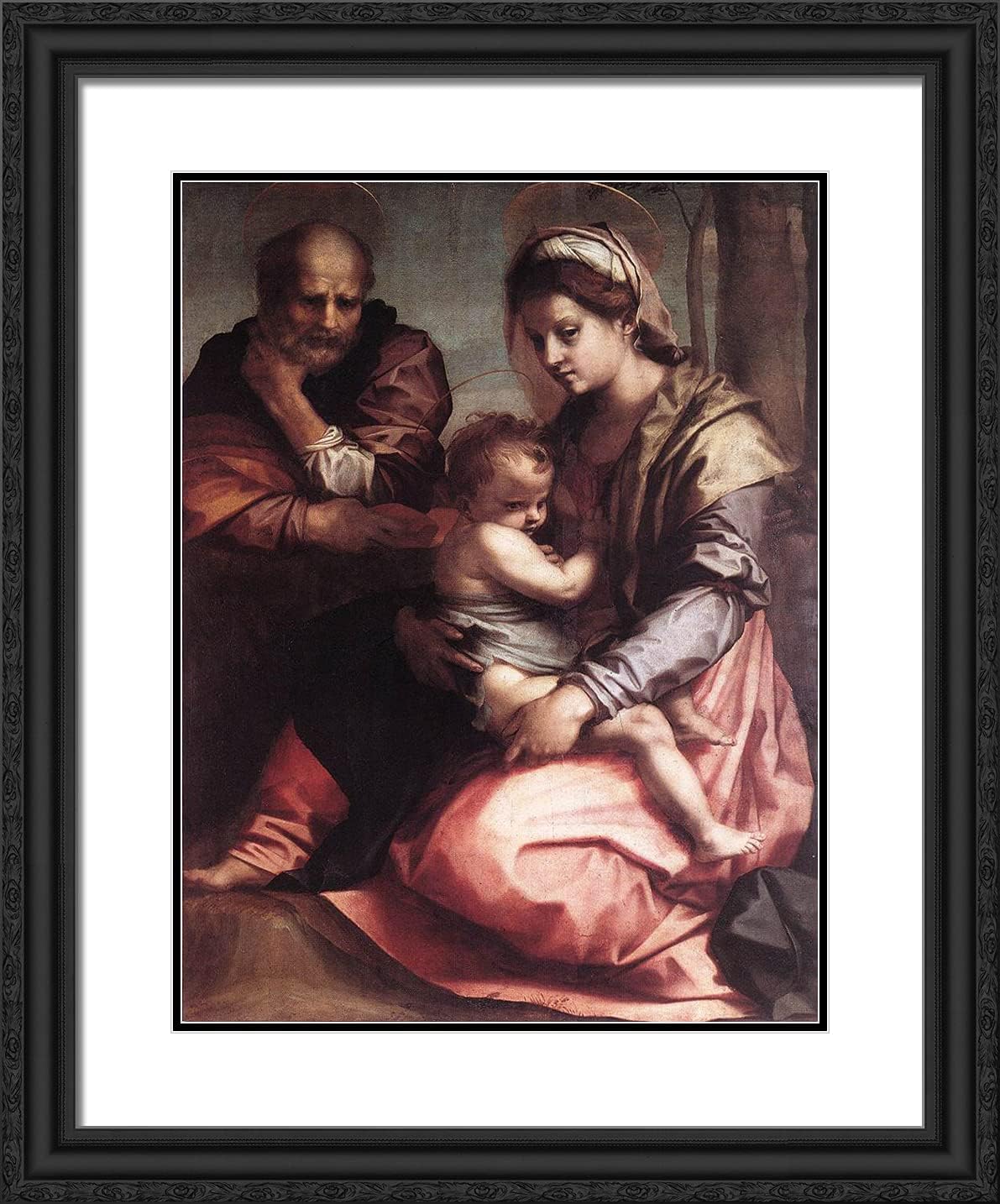 ArtDirect Del Sarto, Andrea 20x24 Black Ornate Framed Art Print with Double Matting Titled: Holy Family (Barberini)