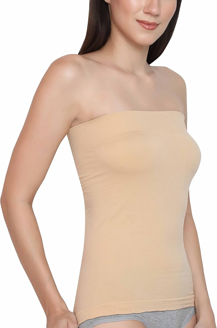 2018 Women Strapless Lace Sheer Bandeau Tube Top Long Bandeau Seamless Stretch Ribbed Tank Tops...