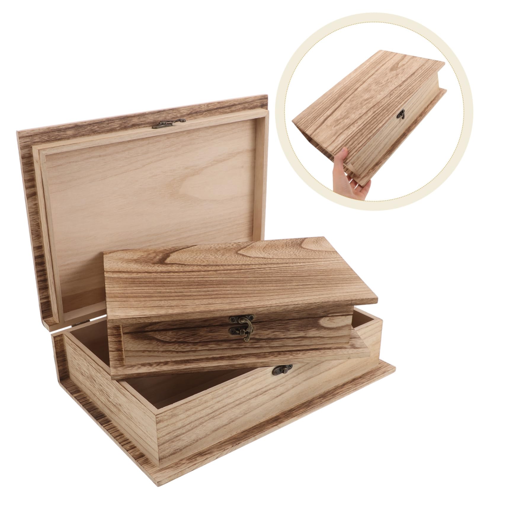 PartyKindom 2 Piezas Caja de Madera para Guardar la Biblia Joyero de Madera Caja de Recuerdos con Tapa de Escritorio para Tarjetas Joyas Recuerdos Decorativa Dormitorio