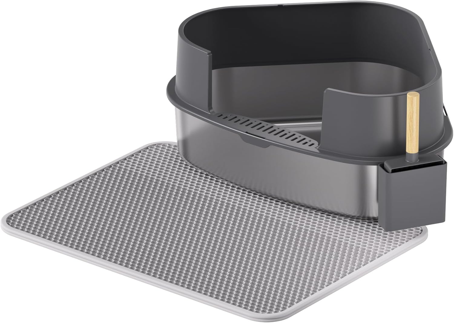 Gimars Triangle Flower Pot Semi-Enclosed Stainless Steel Cat Litter Box MSP15-B Dark Gray