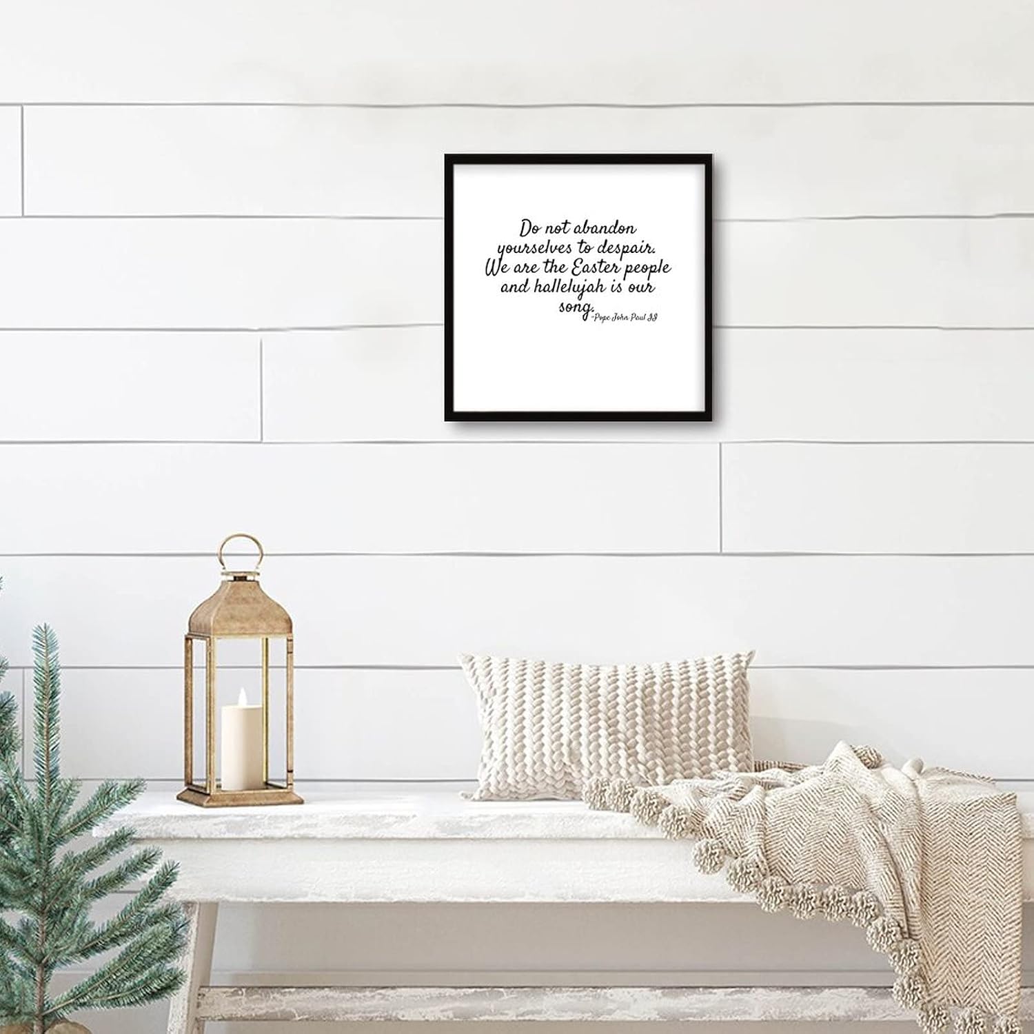 Home Decor Signs with Sayings, Do Not Abandon Yourselves to Despair. We Are The Easter People And Hallelujah Is Our Song., Vintage Framed Wood Sign, Rustic Farmhouse Decor Housewarming Gift 7x7in