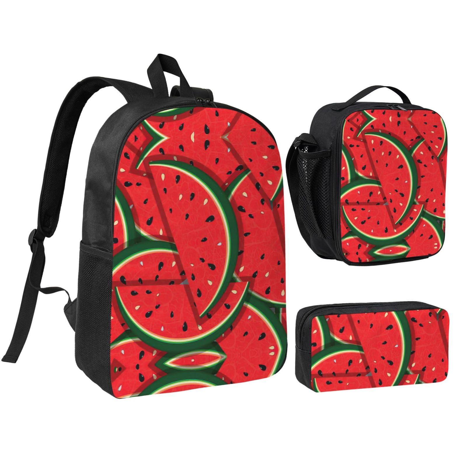 Sac à dos pastèque avec boîte à déjeuner et trousse à crayons haute capacité 43 cm - 8