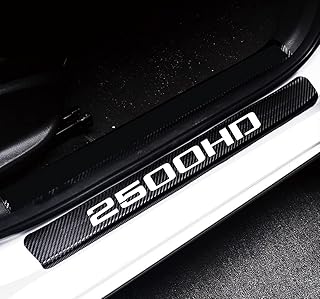 4Pcs Car Door Sill Protector Reflective 4D Carbon Fiber Sticker Decoration Door Entry Guard Door Sill Scuff Plate Stickers Compatible with Silverado Sierra 2500HD (White)