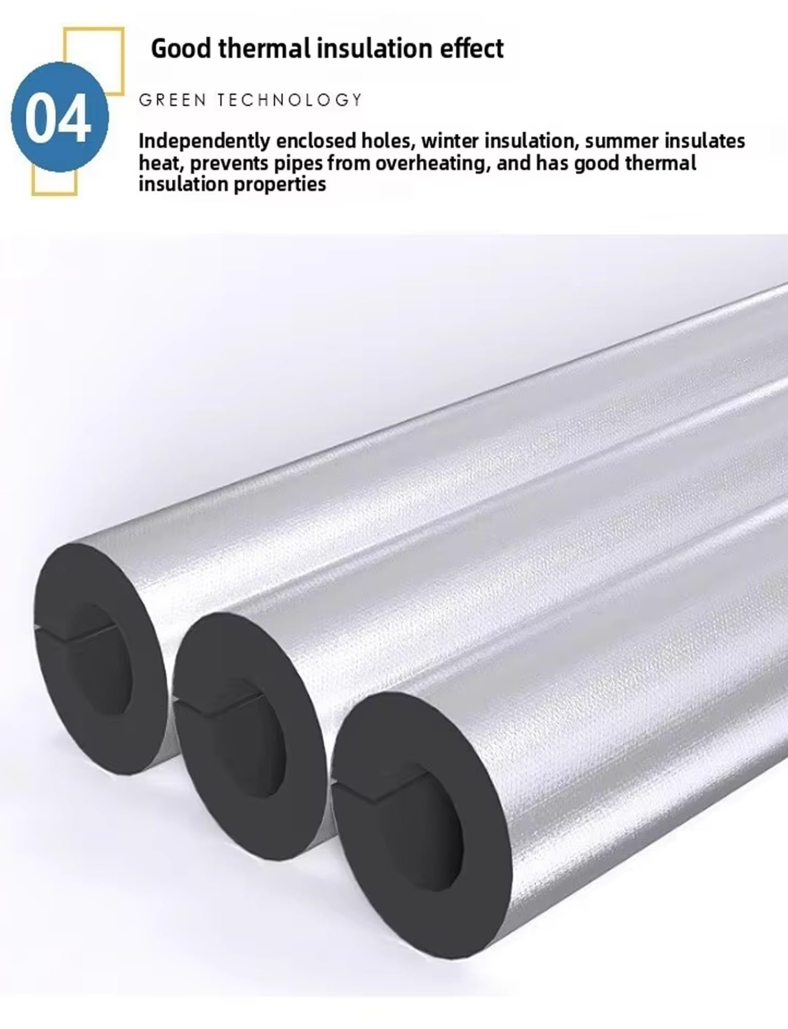 Tubo de espuma aislante precortado for tuberías,protección contra congelamiento en invierno,envoltura de aluminio de 40 mm de espesor(Id-11cm)