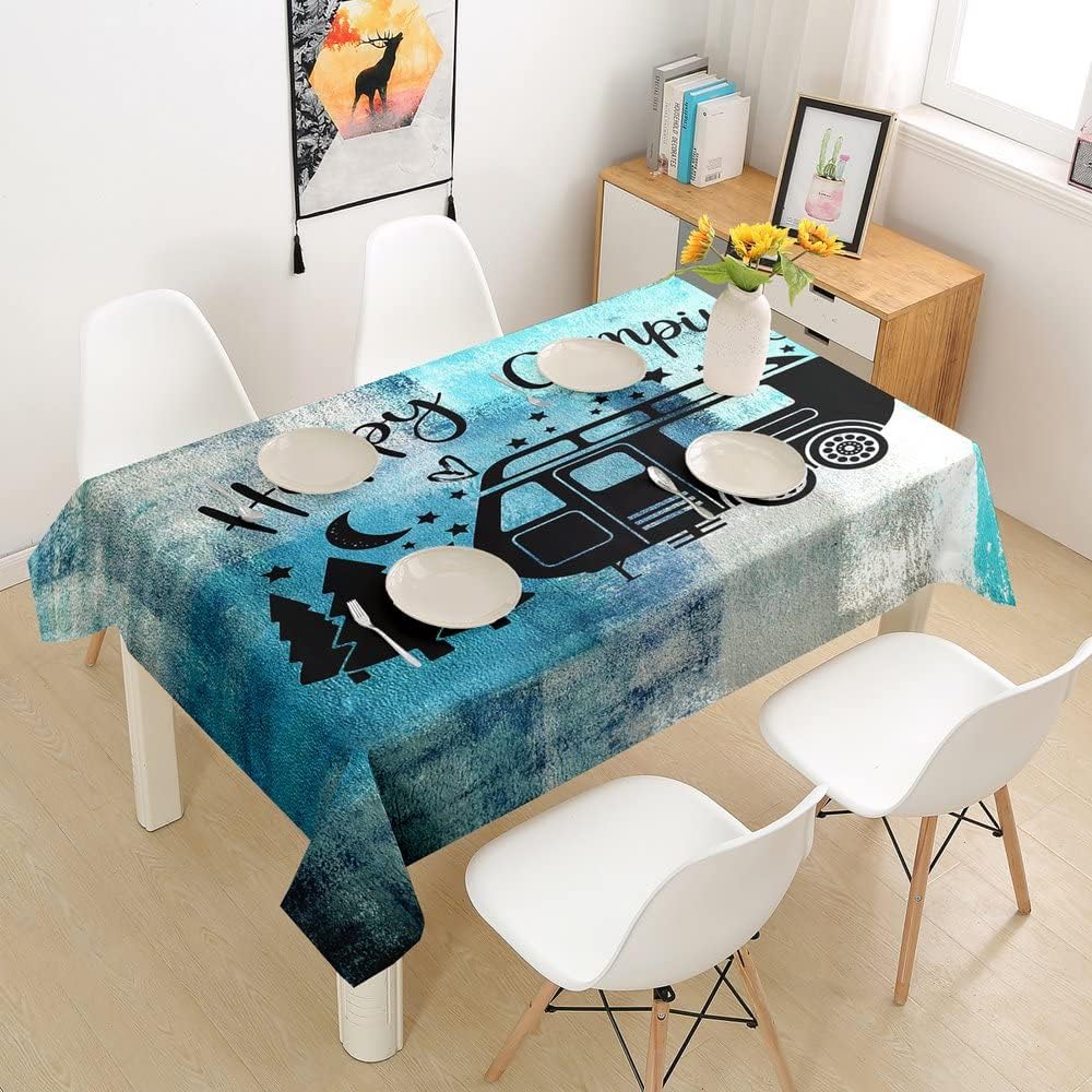 Teal Table Cloth for Kids Teens Youth,Retro Tie Dyed Picnic Table Cover Dustproof,Grunge Turquoise and Grey Watercolor Tablecloth 55x55,Ombre Floral Art Table Clothes Dining Room Couch Decor