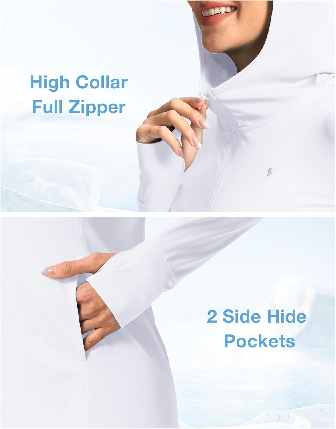 Soothfeel Women's UPF 50+ Swim Cover Up Sun Protection Hoodie SPF Lightweight Jacket Long Sleeve Beach Cover Ups for Women - Image 6