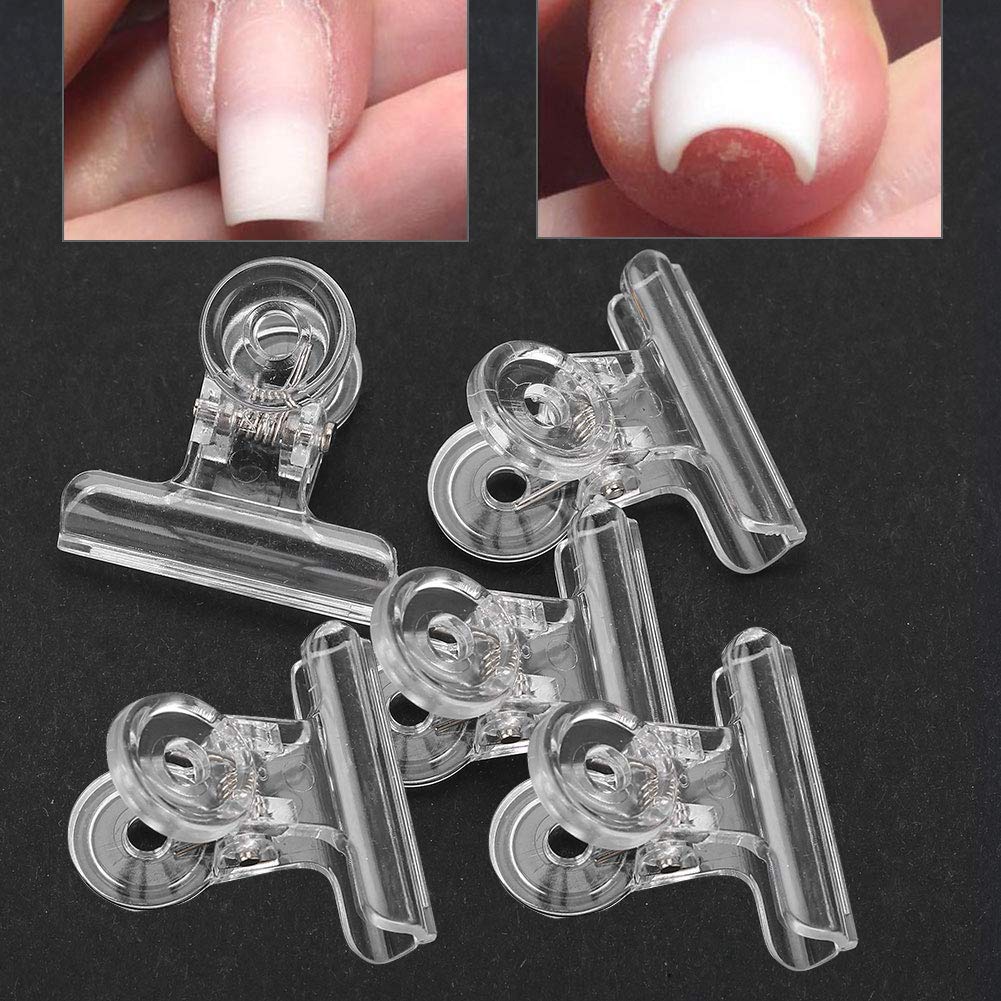 5pcs 4 Colors Nail Extension Clips C Curve Nail Extension Clips Multifunctional Plastic Nail Art Accessories For Professional For Beginners(Transparent)