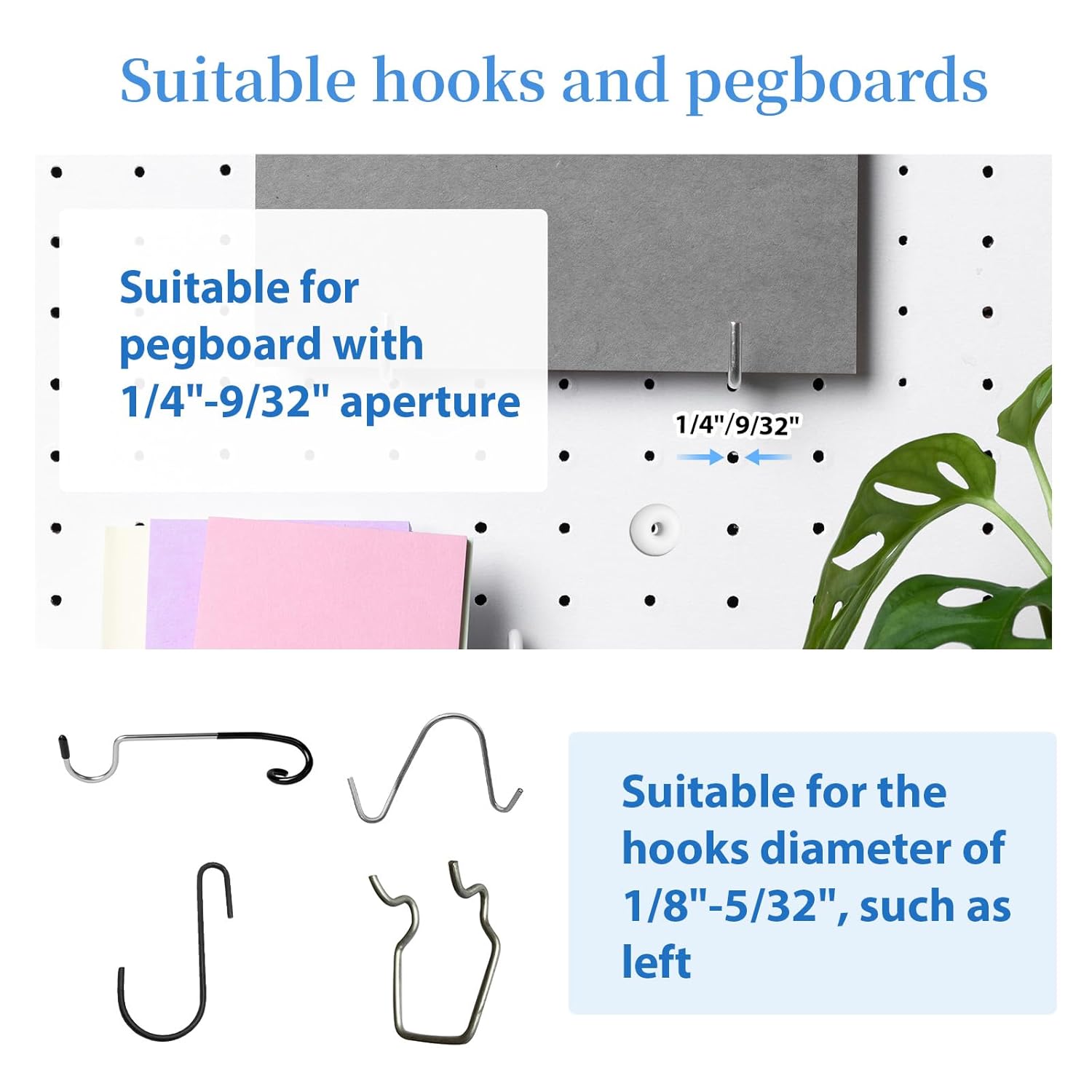 60 Pcs Pegboard Hook Locks, for Stopping Hooks from Falling Off Pegboard Locks Stoppers Fit for 1/4 Inch Peg Board Translucent Plugs Round Peg Board Clips Pegboards Accessories