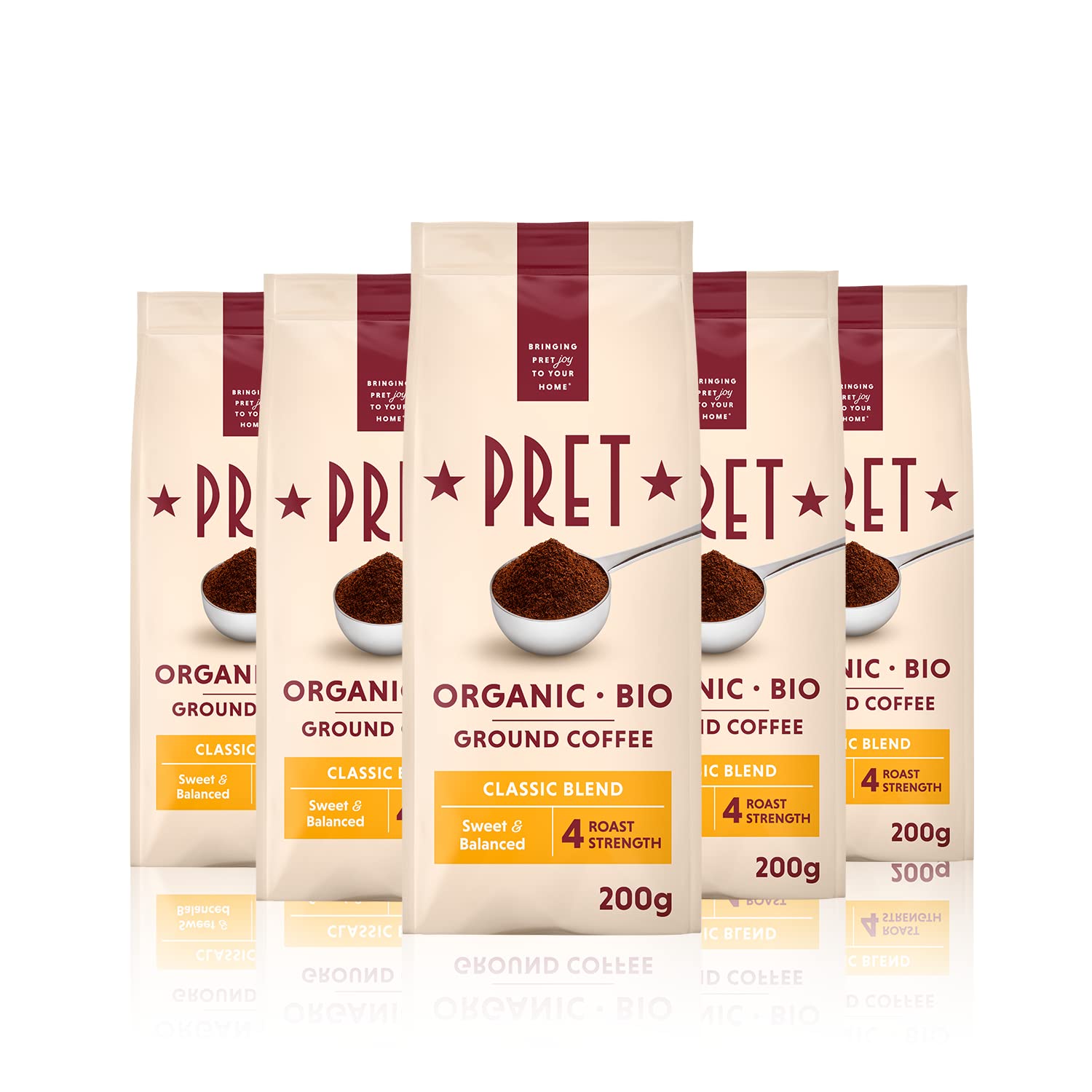 Pret Organic Classic Blend Ground Coffee 200g (Pack of 5, Total 1kg)