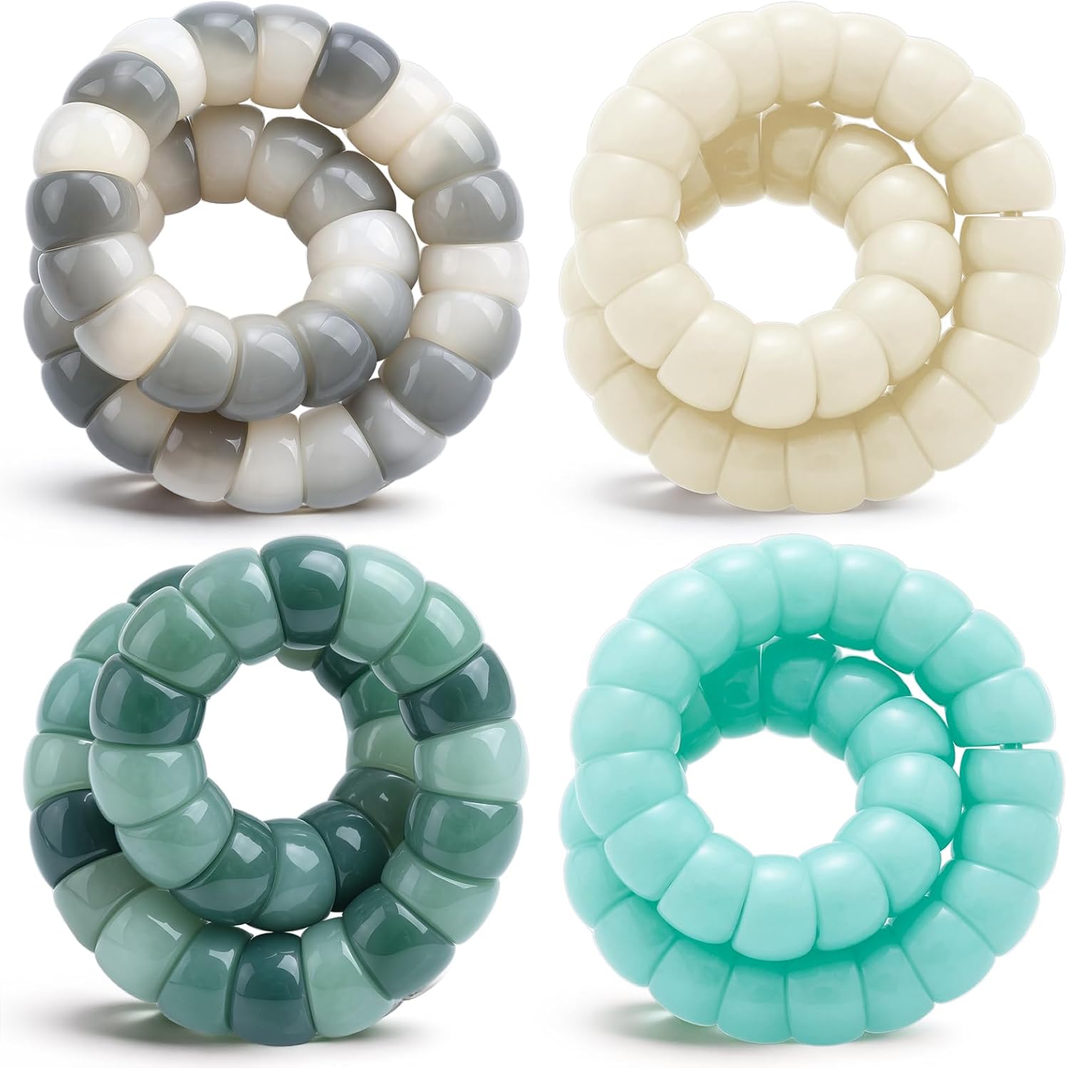 Kingdder 4 Pcs Fidget Bodhi Seed Bracelet for Women Anxiety Natural Bead Bracelet Meditation Protection Healing Fidget Beads Stretch Stress Relief Idea Gift for Adults Men