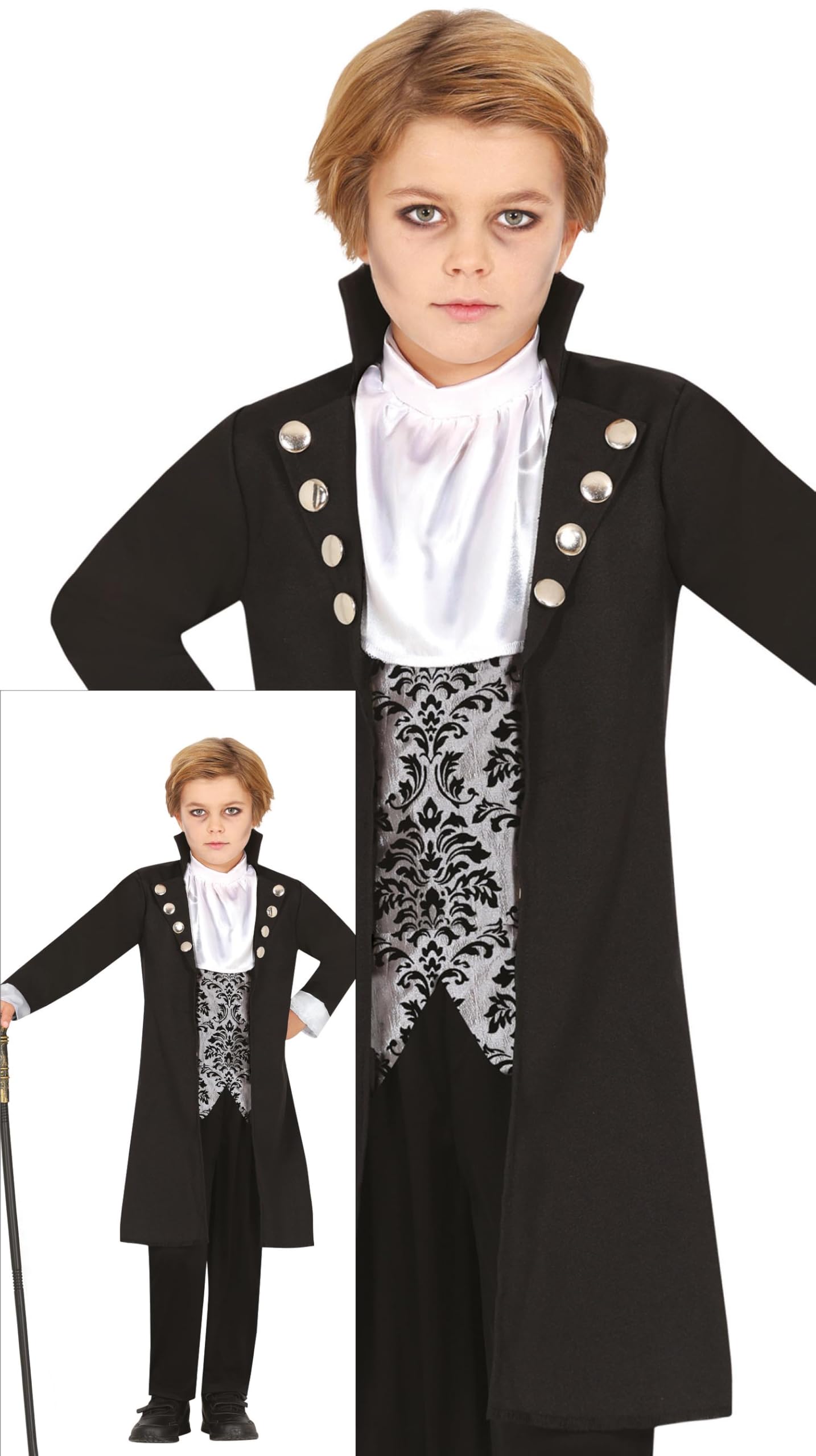 FIESTAS GUIRCA Silver Vampire Boys Fancy Dress Costume - Vampire Count Boys Costume - Boys Halloween Costumes Age 3-4 Years