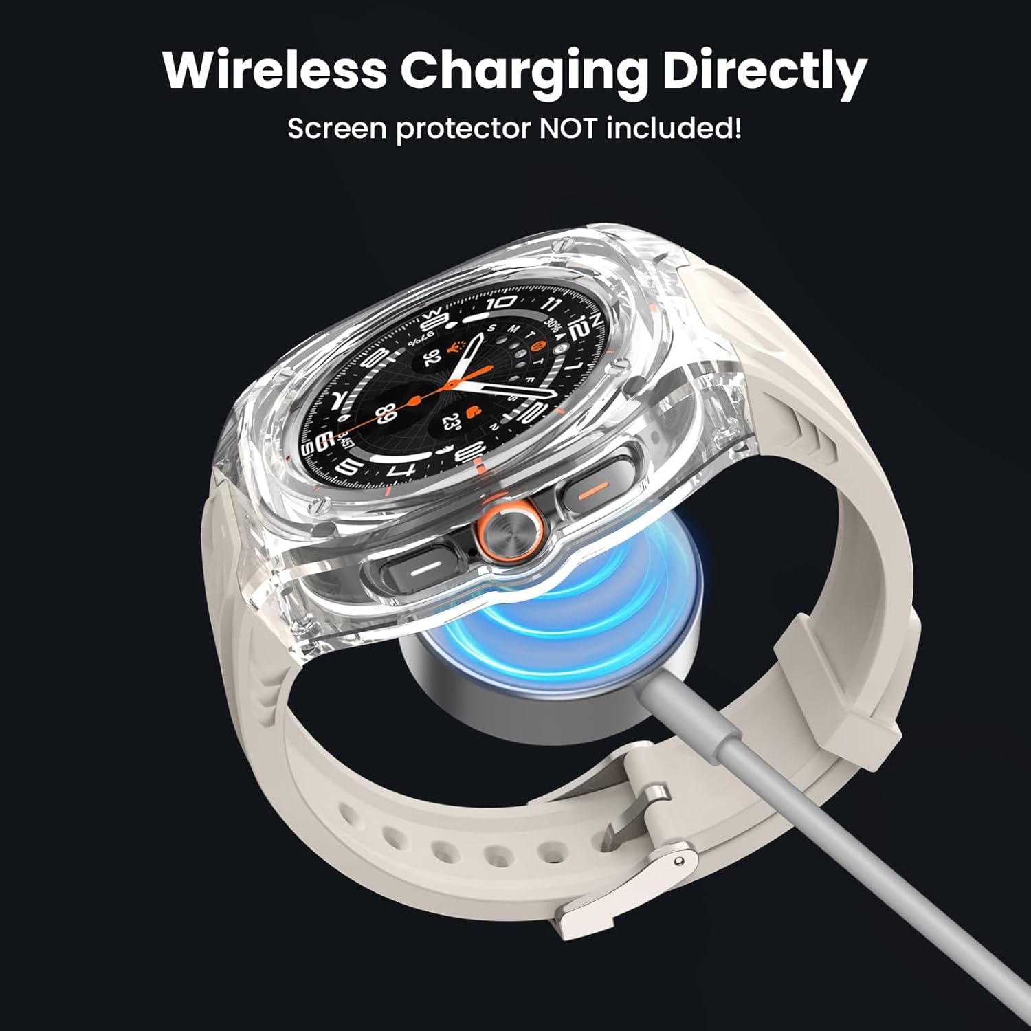 Delidigi Rugged Band and Clear Bumper Case Compatible for Samsung Galaxy Watch Ultra 47mm, Galaxy Watch Ultra Band with Protective Case Bumper Cover(Starlight)