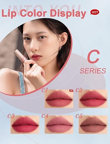 Miniatura 3 de INTO YOU Lápiz labial de terciopelo mate, barro de labios, suave, ligero, suave, suave, suave, suave, mousse, antiadherente, brillo labial para