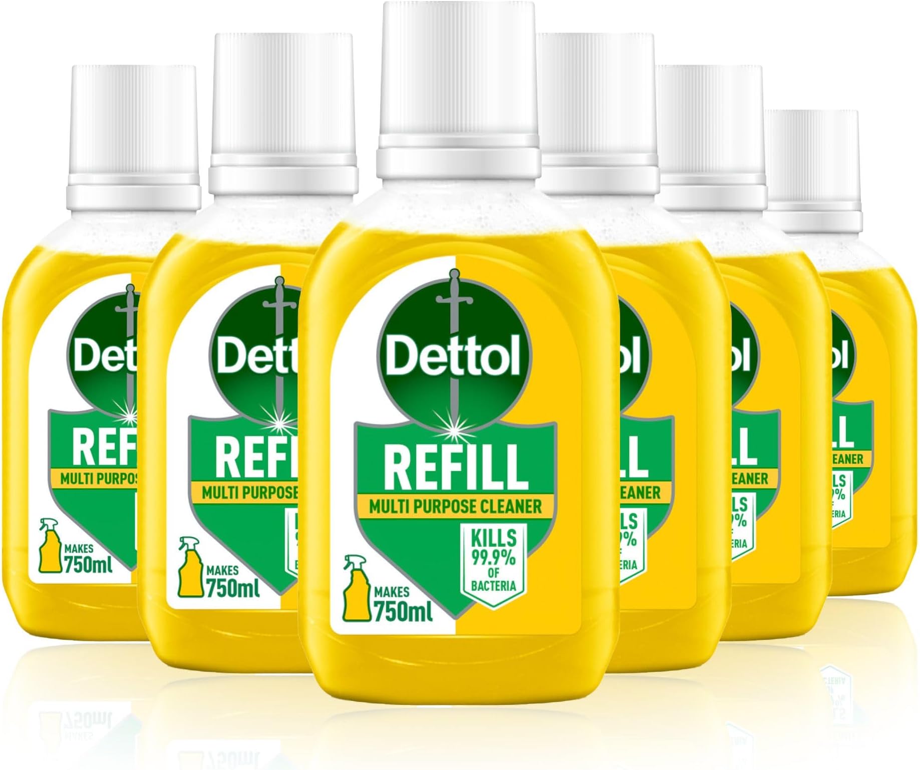 DettolCleaner Spray Refill, Citrus, Multipack of 6 X 50ml, Total 300ml, Makes 750ml Per Refill, Kitchen Spray Cleaner, Kills 99.99% of Germs, Antibacterial, Disinfectant, Household Cleaners