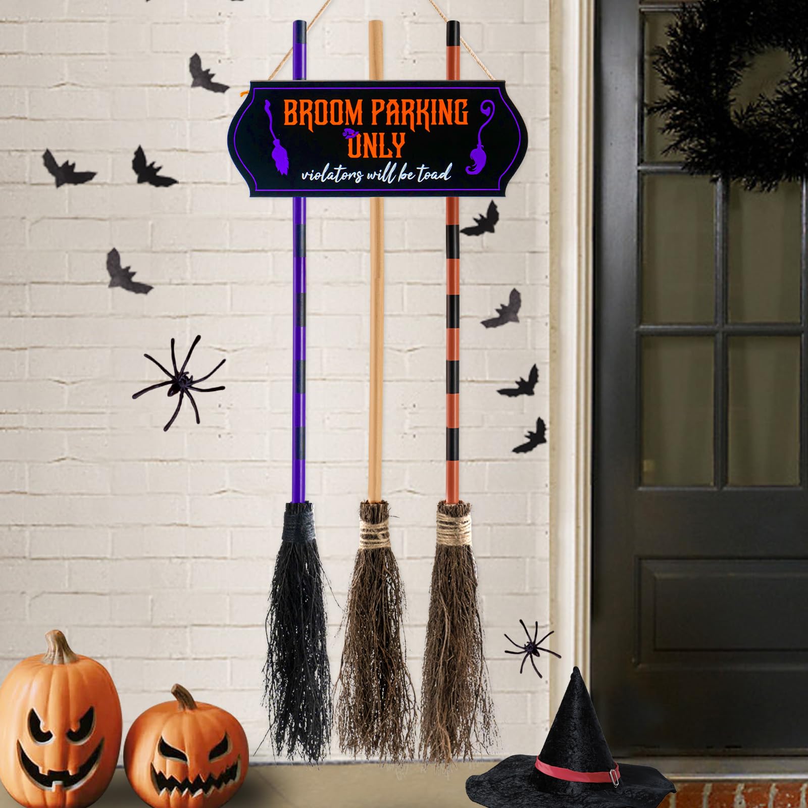 Cartello In Lamiera Retrò 'Broom Parking Witches Only' - Targa Decorativa 20x30 Cm Per Parete, Halloween, Casa