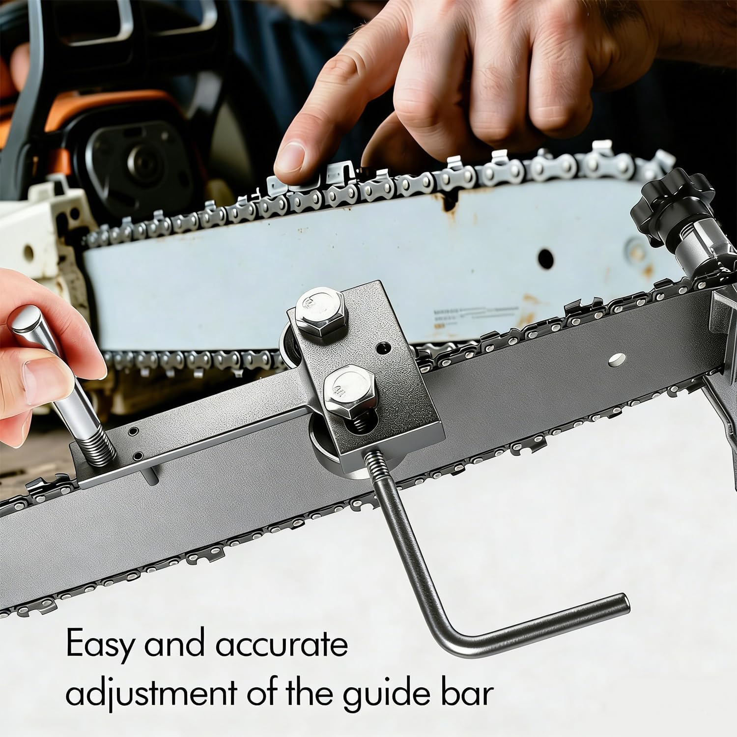Chainsaw Bar Tool-2026 Upgraded Alloy Steel Chainsaw Bars Rail Tightening Repair Tool & Closing Adjuster, Adjustable Fit for Different Gauge Bars, Essential Chainsaw Guide Bar Rail Closer (Sliver)