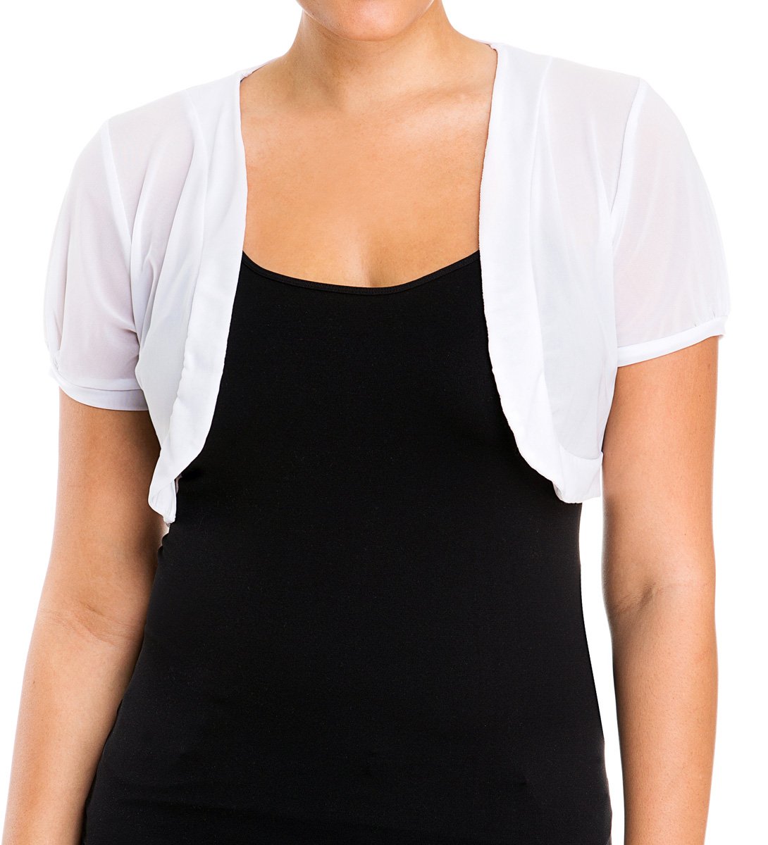 eVogues Sheer Cropped Short Sleeve Bolero Shrug