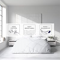 Vista 5 de Kotton Culture - Funda de edredón a rayas, 100% algodón egipcio, con cremallera y lazos en las esquinas, para todas las estaciones, tejido suave