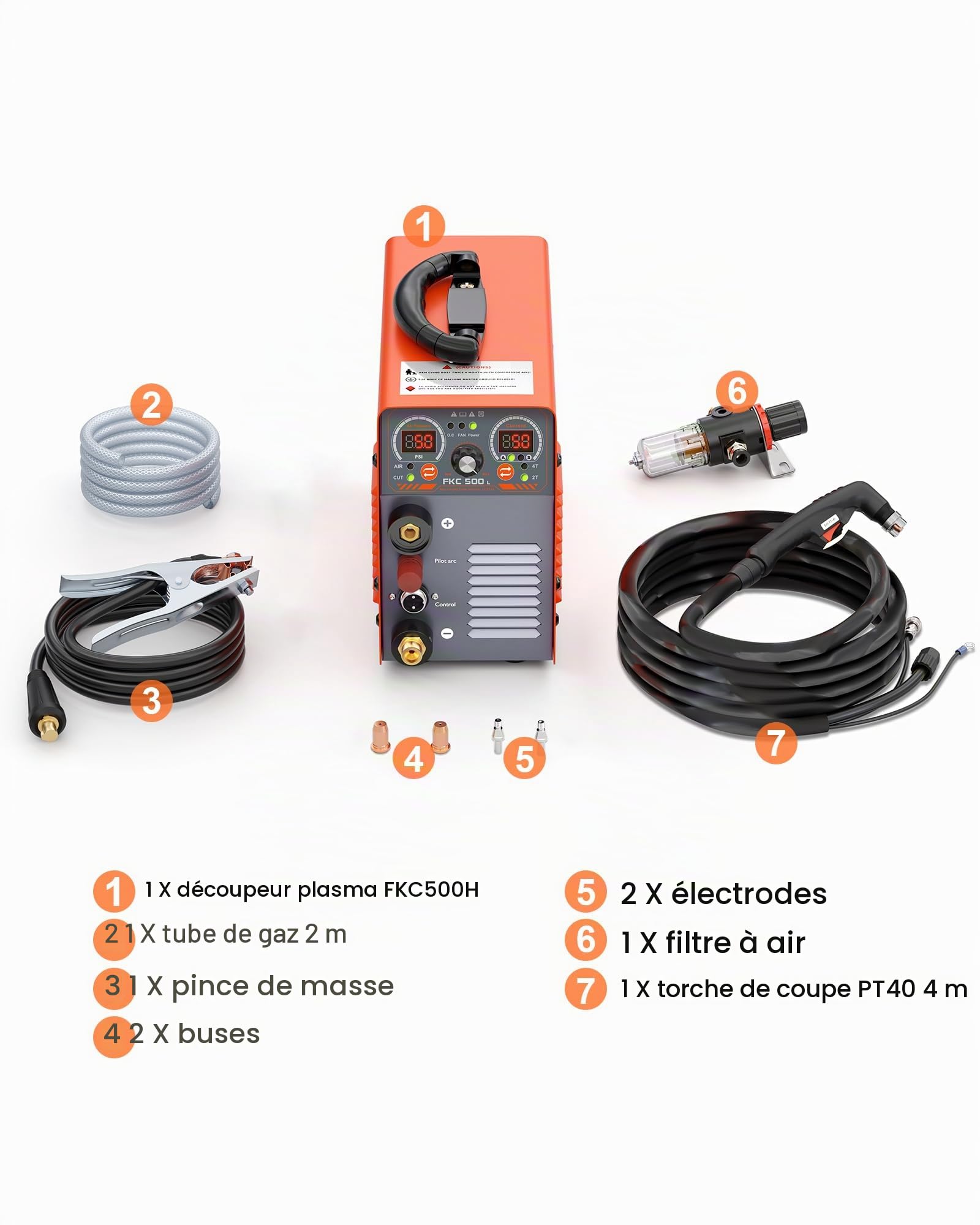 FEIFANKE Decoupeur Plasma 230V 50A Torche De DéCoupe Sans Contact à Basse FréQuence IGBT 2T/4T avec Soufflage ArrièRe pour La DéCoupe D'Acier Inoxydable D'Aluminium et Cuivre Epaisseur Coupe Max 25mm