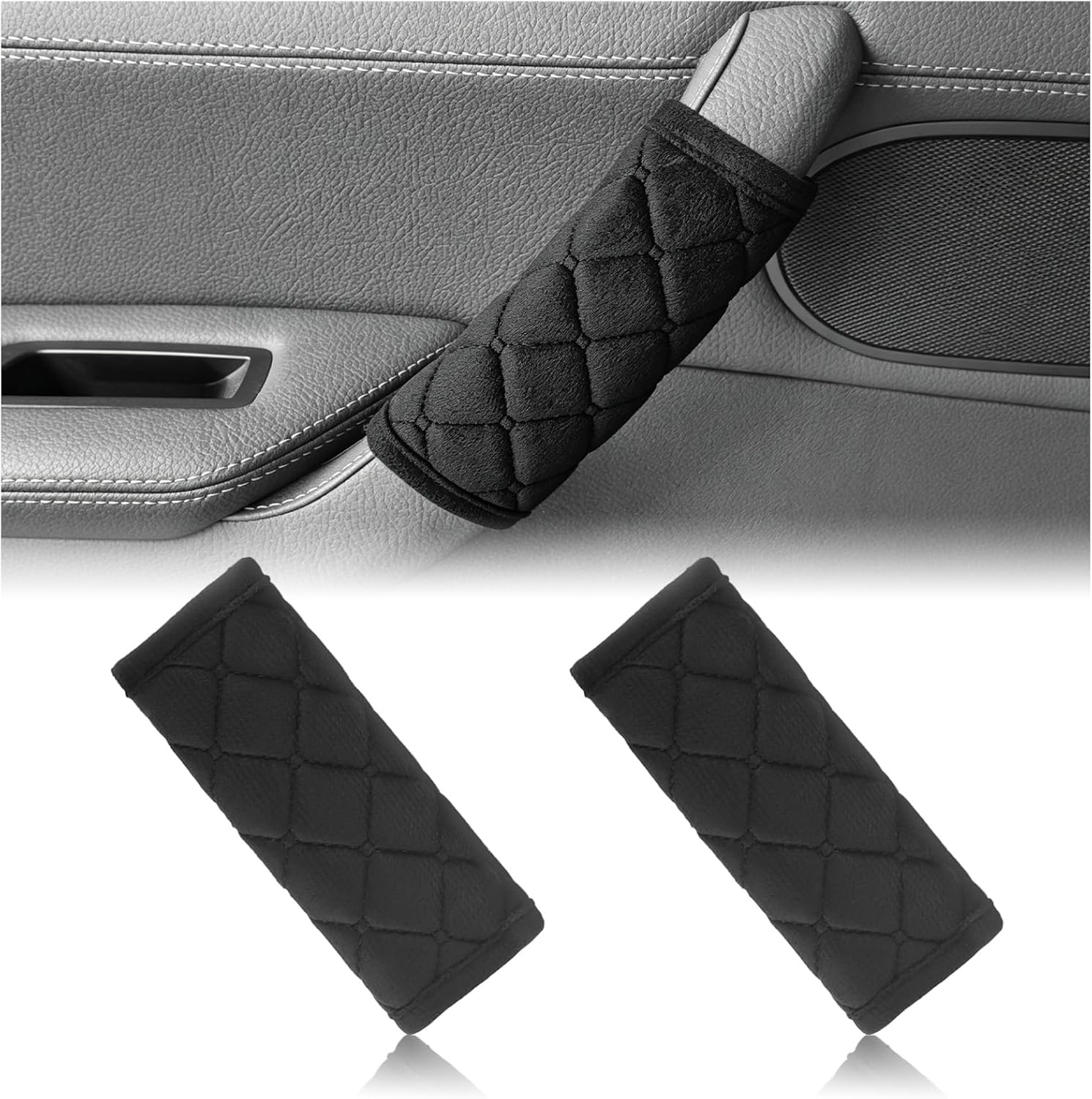 2PCS Car Door Handle Cover,Interior Soft Car Door Handle Scratch Protector for Scratch Protection,Universal Cars Grab Handles Cover with Magic Stick Cars Interior Accessories