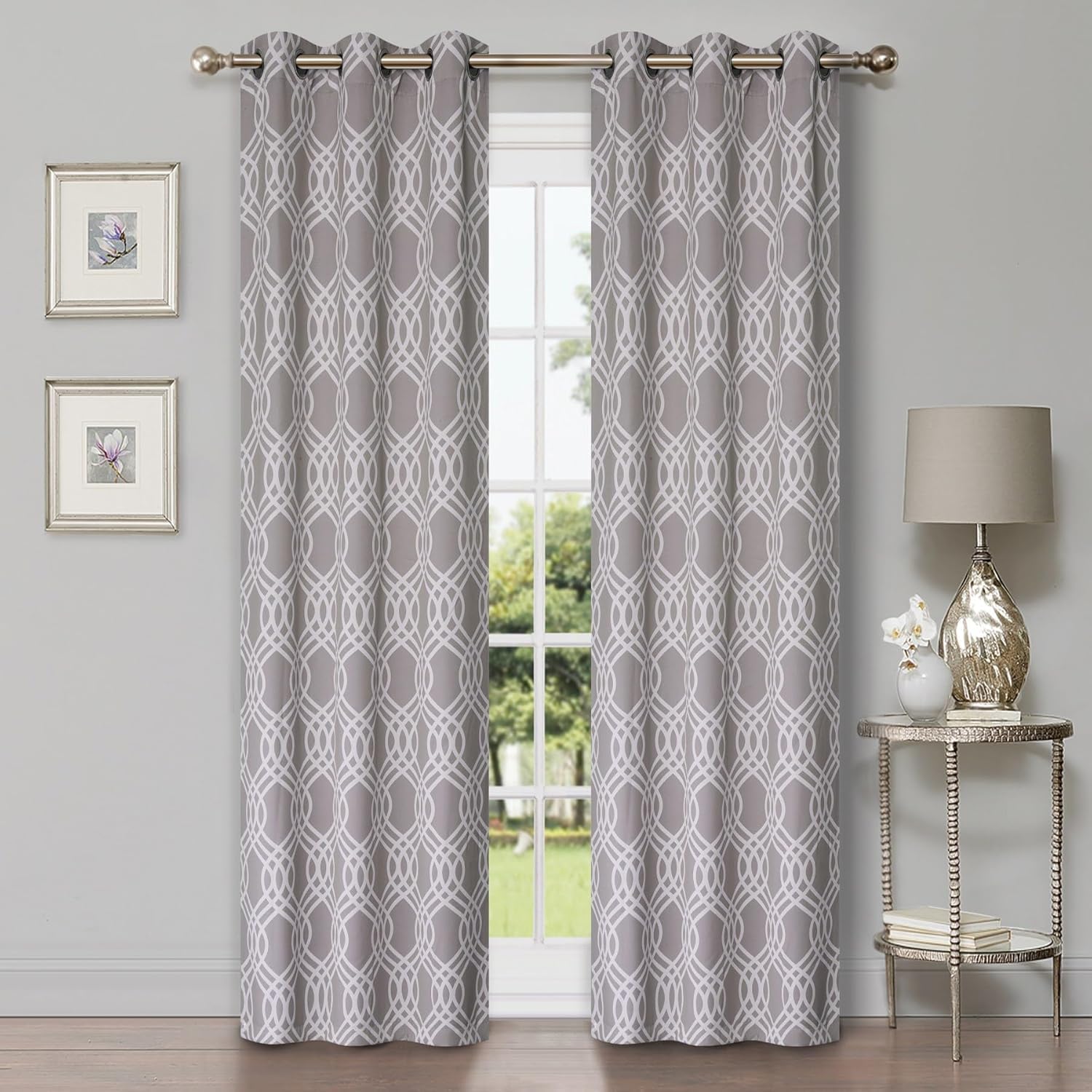 Superior Blackout Curtains, Room Darkening, Bedroom, Drapes, Kitchen, Living Room Window Accents, Sun Blocking, Thermal, 2 Pack, Ribbon Blackout Curtains, Set of 2, 42" x 84", Silver