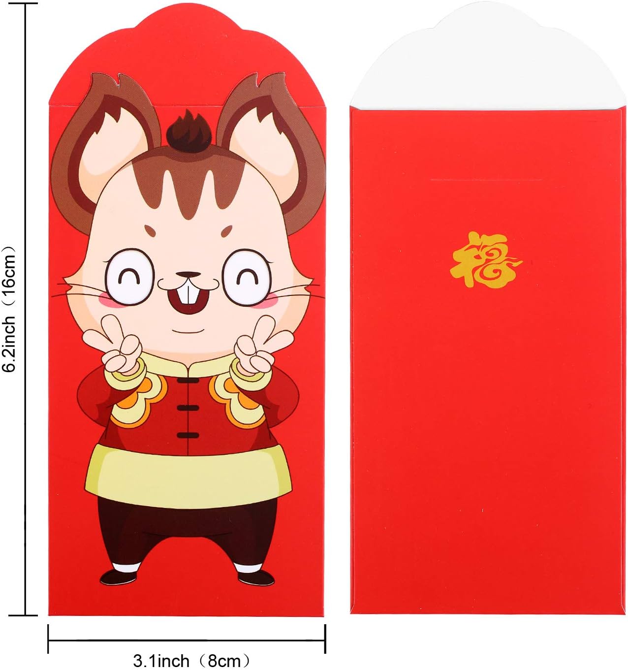24 Pieces 2020 Chinese Rat Red Envelopes New Year Lucky Money Packets Cartoon Mouse Hong Bao 12 Designs for Spring Festival,New Year's Eve,Celebration,Wedding,Birthday