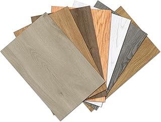 Mysflosy Vinylboden Selbstklebend, PVC Bodenbelag holzoptik wasserdicht, 7 Dielen Muster, 15,24cm x 10,16cm vinyl bodenbelag
