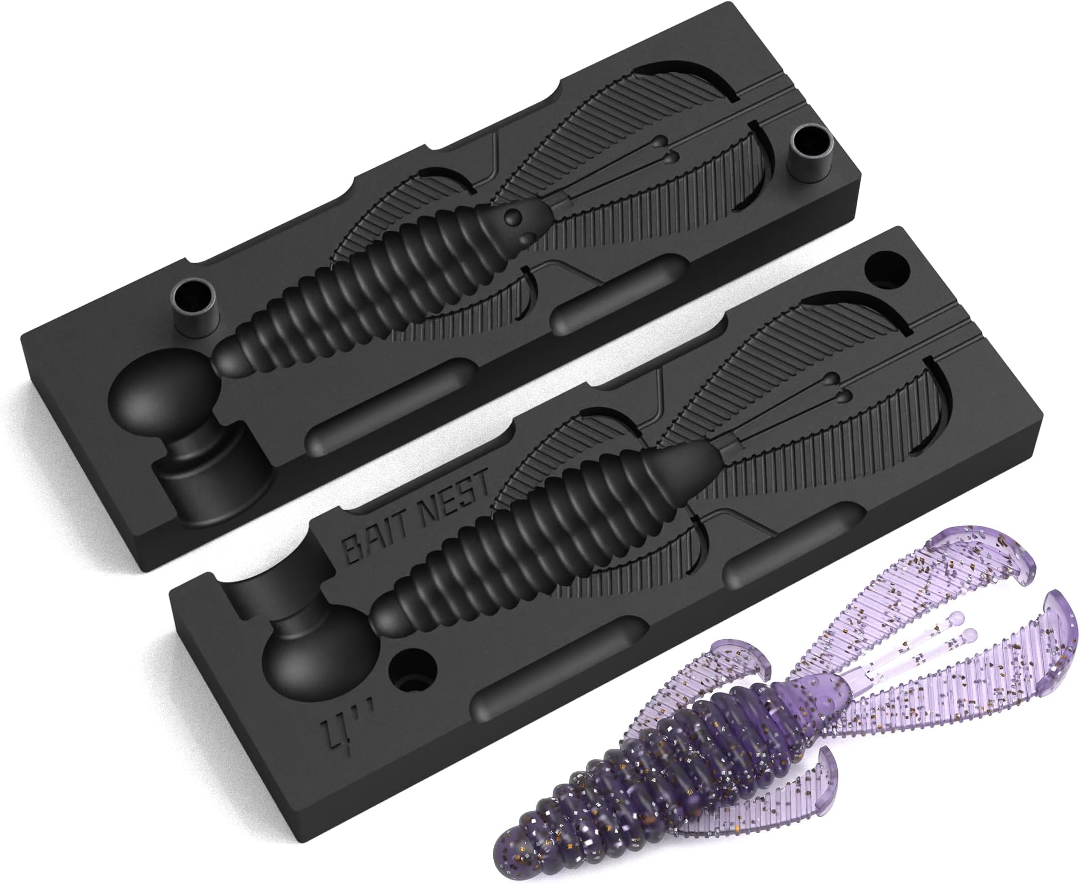Premium Soft Plastic Lure Mold - Easy Lure Making Mold for Perfect Soft Plastic Baits Ned Bug 4" | No Release Oil Needed | CNC Machined | High Heat Resistant | No Bubbles, No Flash