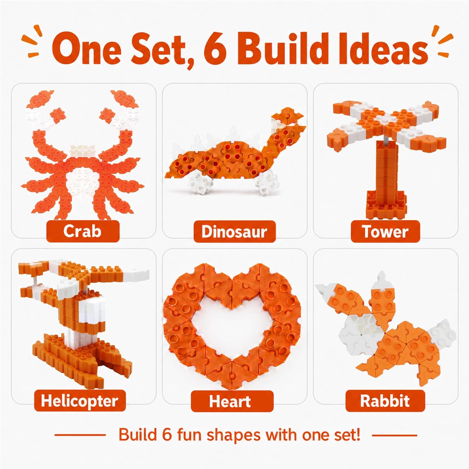 Morphun Bright Orange STEM Building Blocks Value Pack, 102 pcs, Ages 3+ image 2