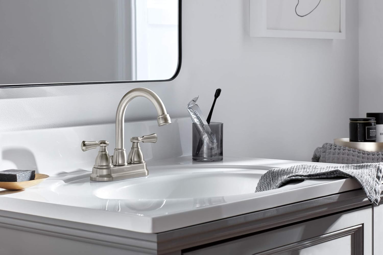 Peerless P2665LF-BN Elmhurst Two-Handle Bath Faucet Centerset, Brushed Nickel