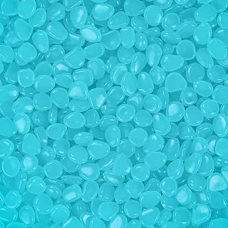 Glow Pebbles, 840 pcs Blue Glowing Rocks, Small Glow in The Dark Stones for Outdoor Decor, Garden Lawn Yard, Luminous Pebbles for Landscaping, Walkway Pathway, Aquarium Fish Tank Rocks