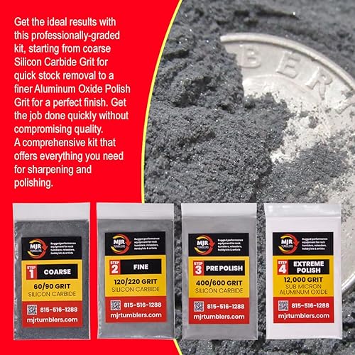 Miniatura 7 de Kit de recambio de grano con esmalte de óxido de aluminio MJR Tumblers de alta calidad de 12,000 granos submicrones para resultados inigualables.