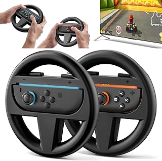 Tokluck Switch 2 Lenkrad, 2 x Lenkräder für Nintendo Joy-Con 2, Switch 2 Steering Wheel für Mario Kart World & 8 Deluxe der Nintendo Switch 2 Konsole – Schwarz Twin Pack, Switch 2 Zubehör