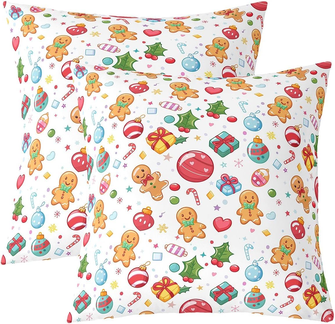 Christmas Dessert Throw Pillow Covers (Pack of 2) for Kids Girls Boys