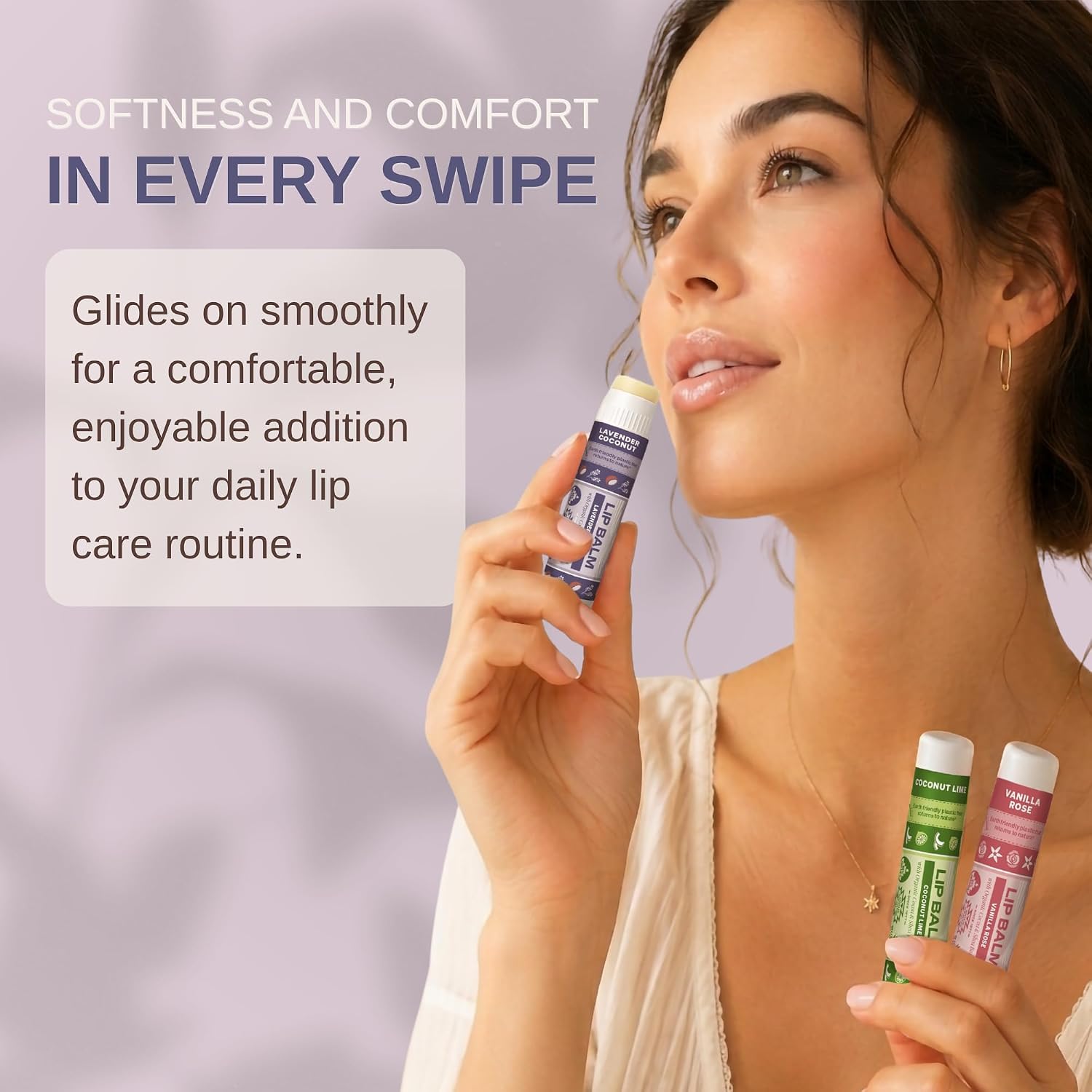 Soothing Touch Vegan Lip Balm Variety Pack (3-Pack, 0.25 oz Each) – Clean Beauty Plant-Based Moisturizing Lip Butter Set for Dry Chapped Lips - Assorted Natural Flavors