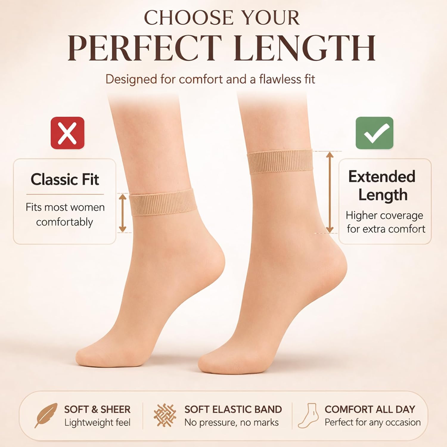 Pioni Women's 10 Pairs Ankle Sheer Socks Tights Hosiery Crew Stocking