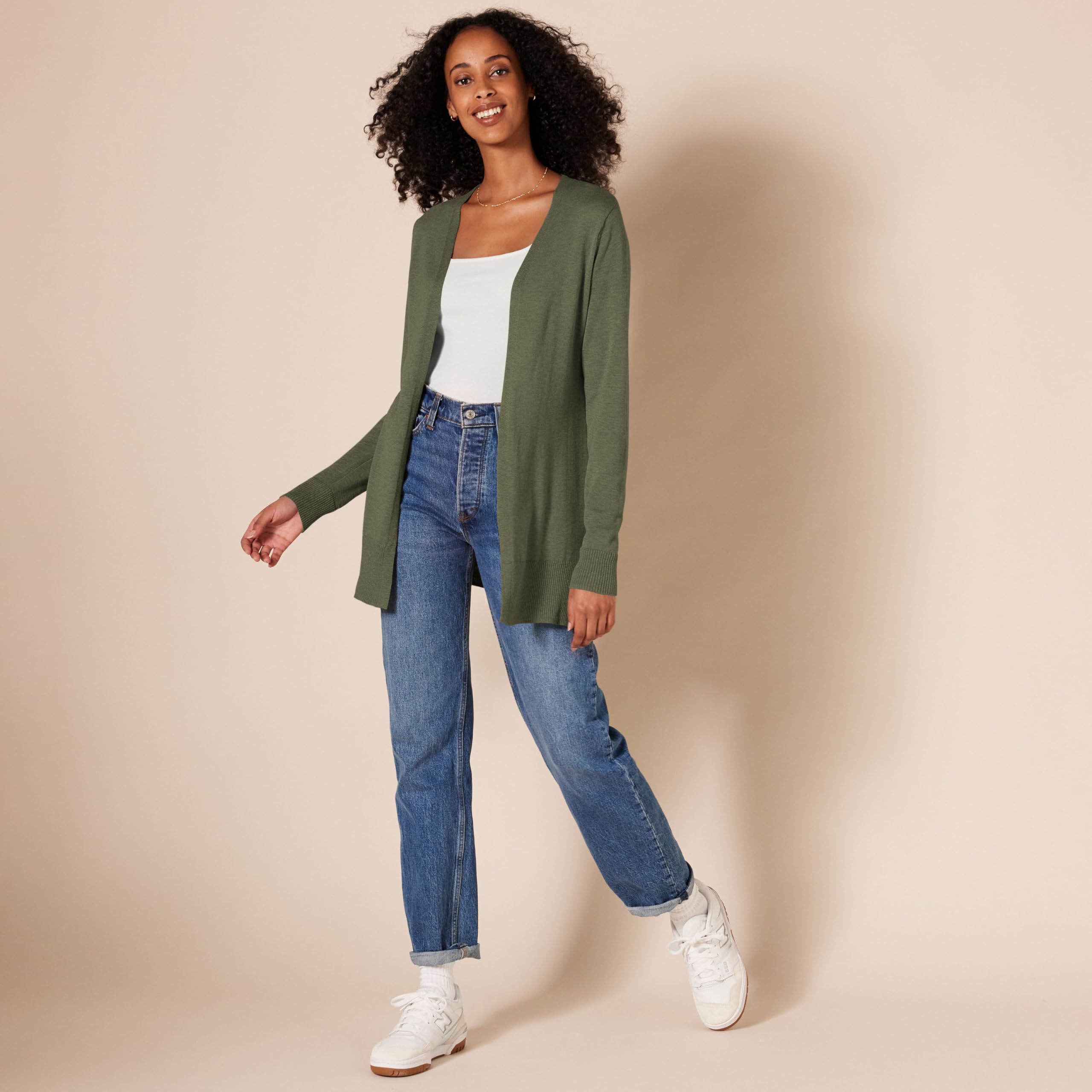 Amazon Essentials Cardigan Leggero Aperto sul Davanti (Disponibile in Taglie Forti) Donna