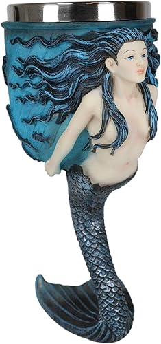 Miniatura 2 de Ebros Sirenas náuticas del mar Colorido Pulpo de sirena azul con hermosa cola tallo de aleta de vino copa de vino Cáliz Bebida Beverage Serveware