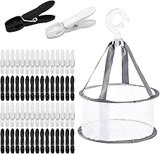 60 Pieces Non-marking Laundry Pegs with Basket, Plastic Pegs Cloths Non-Slip, Strong Clamping Force, Great for Clothes Socks, Towels, Blanket, Bed Sheets (Noir-Blanc)