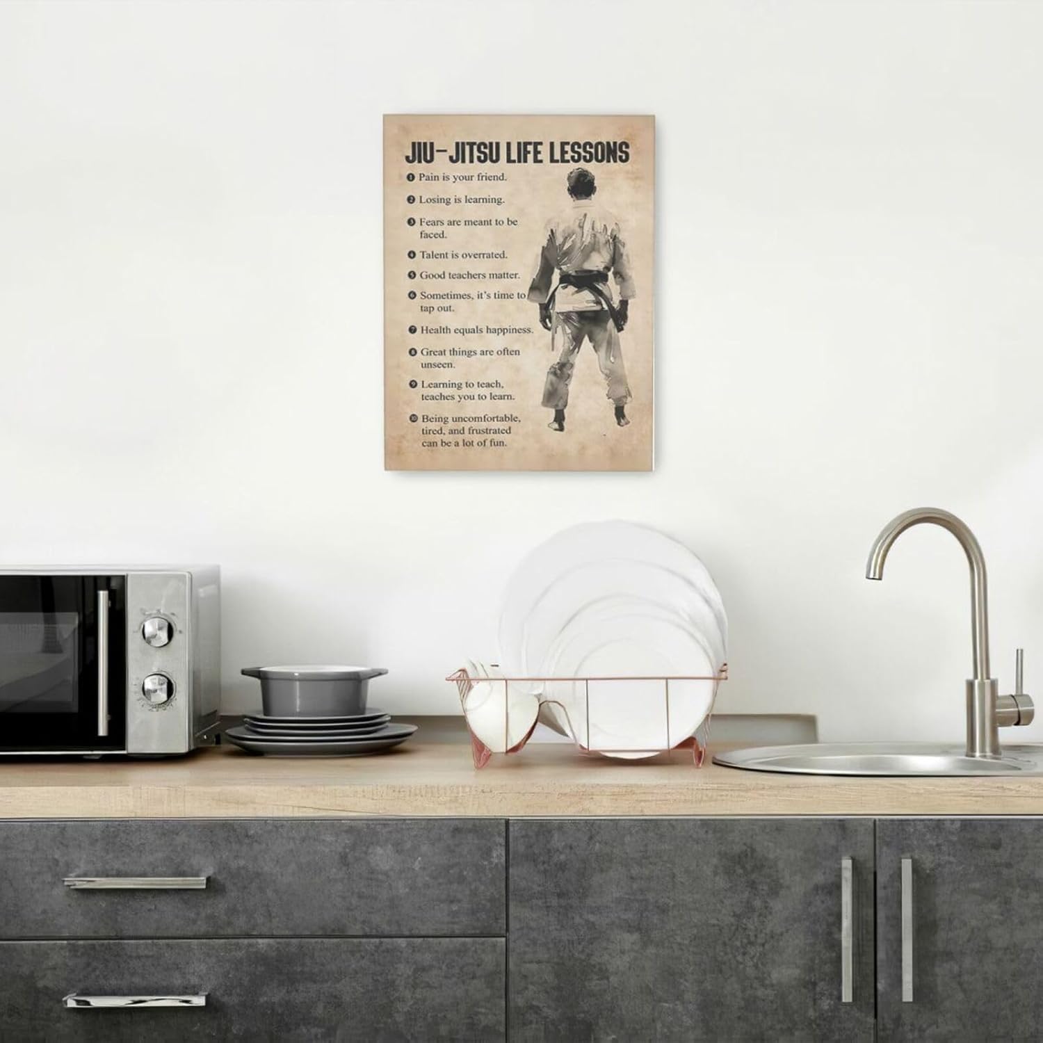 Qvintra Jiu-Jitsu Wall Art Jiu Jitsu Wall Decor Canvas Pictures Framed Poster Decorations Print Painting Artwork for Living Boy Room Bedroom Bathroom 16"x12"