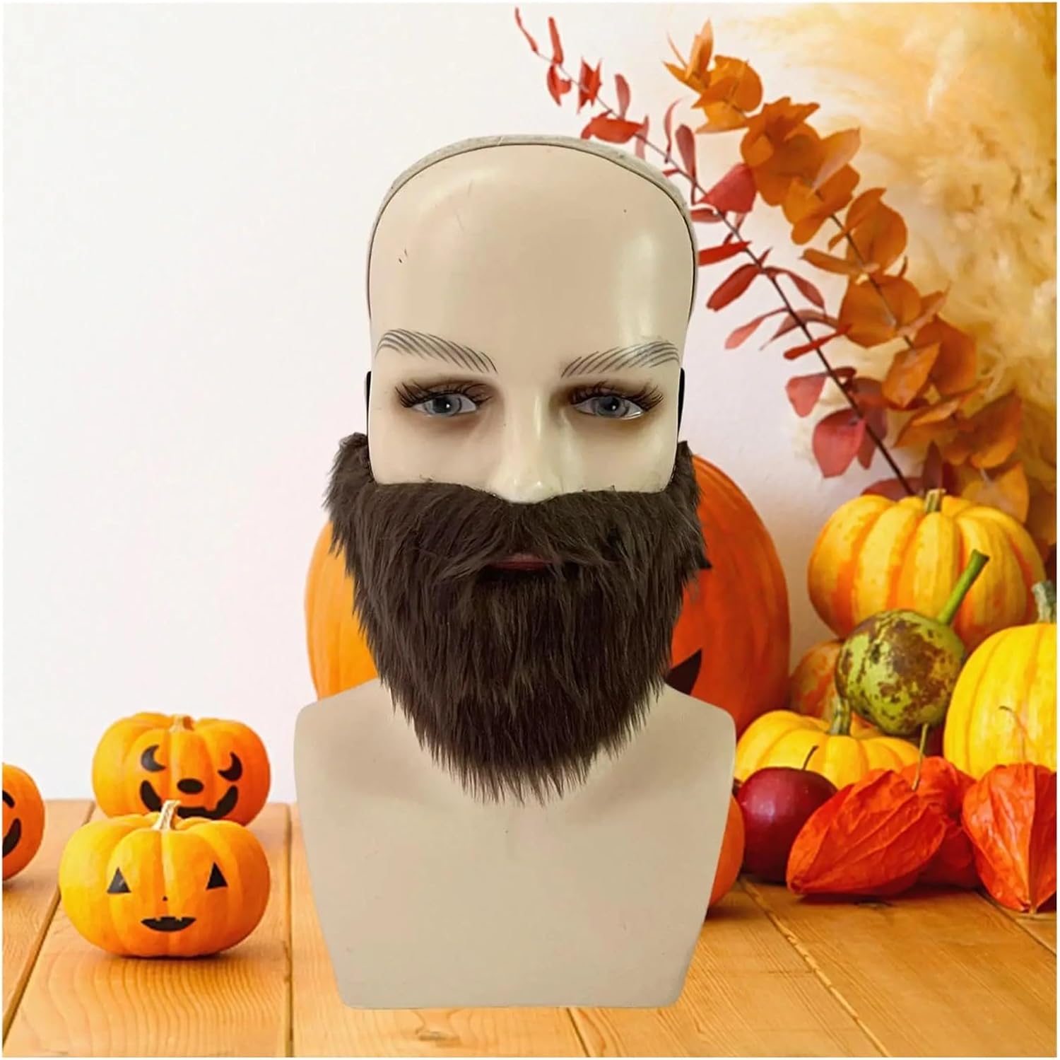 Fake Mustaches Beard 10pcs Halloween Fake Beard Realistic Decorations Adults Mustache for Masquerade DIY Makeup Party Props