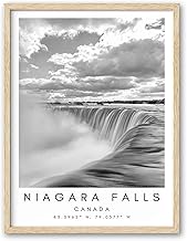 HesenDot 12x16in Niagara Falls Framed Wall Art,Black and White Waterfall Canvas Print,Modern Iconic Nature Photo Poster Wall Decor for Living Room Bedroom Study Home Office Gallery,1 Pack